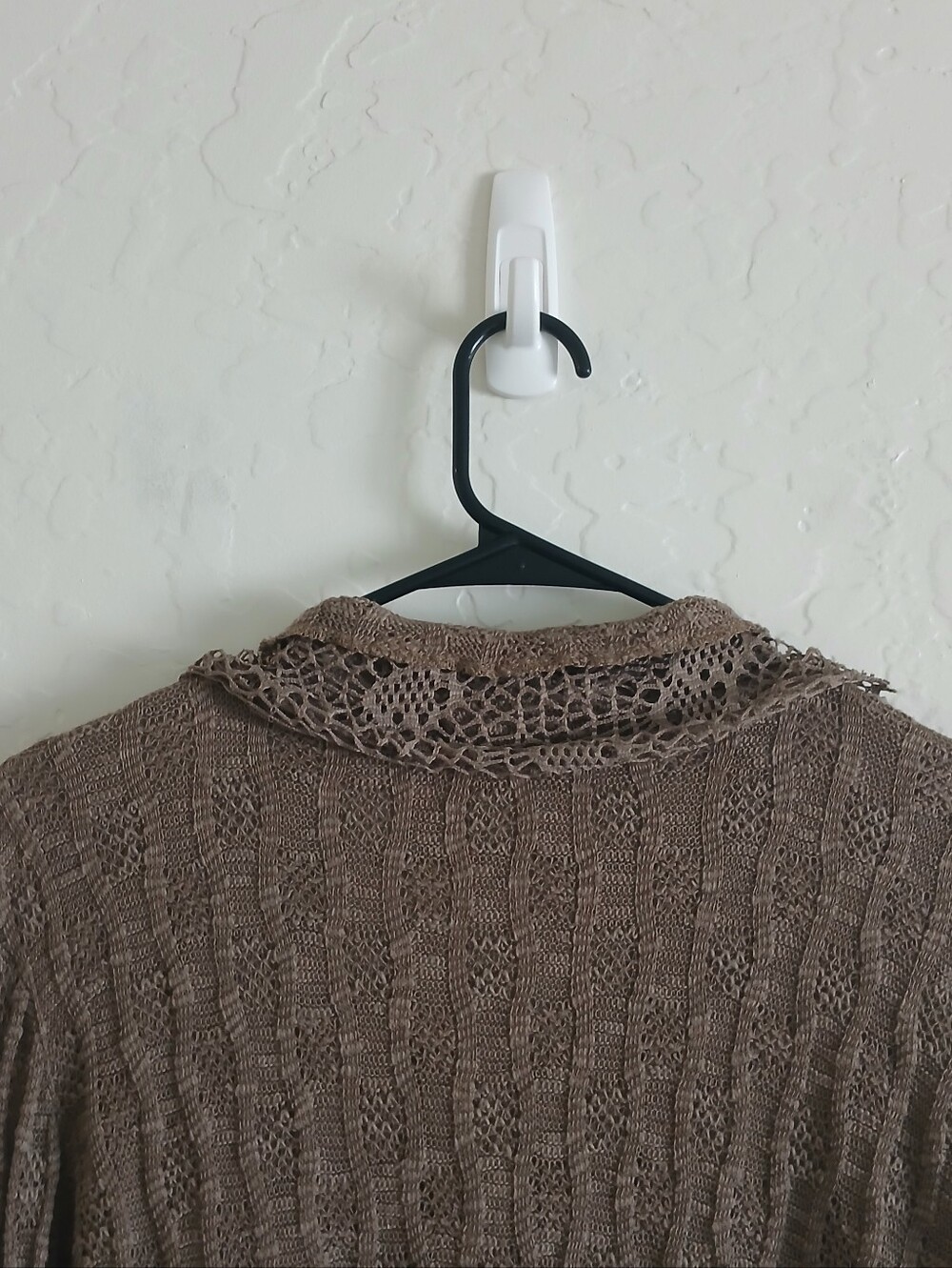 PRETTY ANGEL Mixed Media Goblincore Bell Sleeve Top Women's L Brown Crochet - Picture 8 of 8